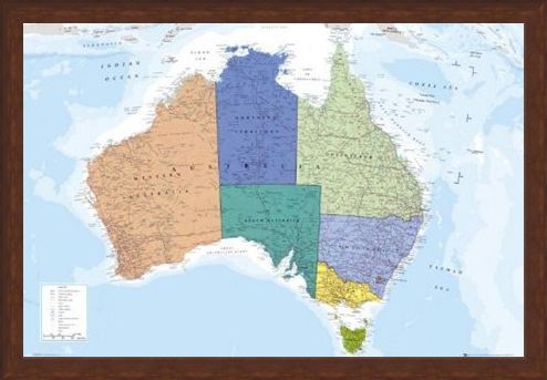 Framed Framed The World's Smallest Continent - Map Of Australia