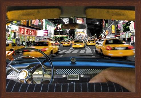 Framed Framed Times Square Taxi - New York