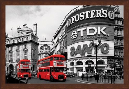 Framed Framed Piccadilly Circus - Red Buses