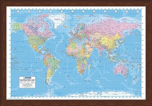 Framed Framed Political World Map - Map of the World