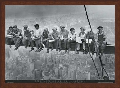 Framed Framed Men on a Girder Having Lunch - New York City Collection
