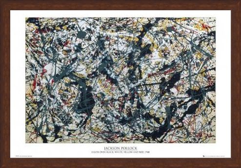 Framed Framed Silver on Black - By Jackson Pollock