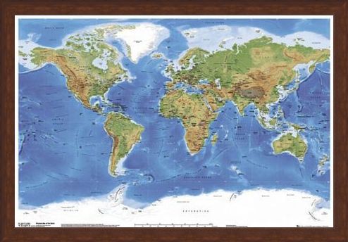 Framed Framed Planetary Visions - Map of the Earth