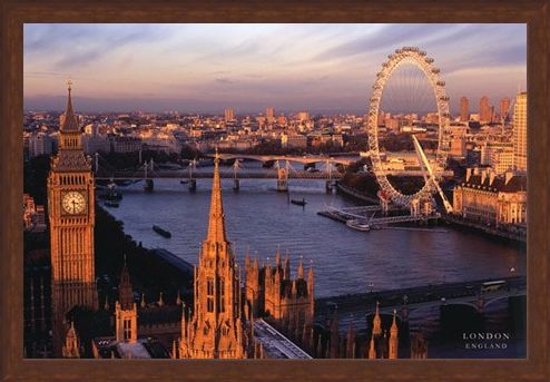 Framed Framed Big Ben and the London Eye - Aerial Photograph of London, England