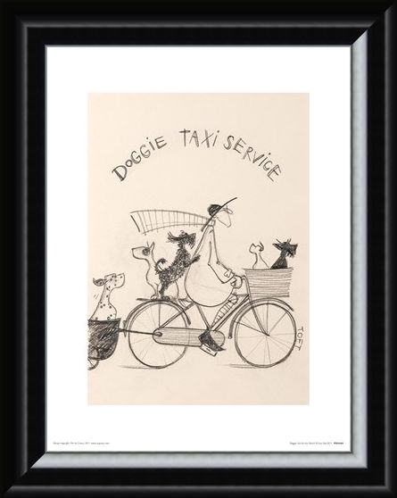 Framed Framed Doggie Taxi Service Sketch - Sam Toft