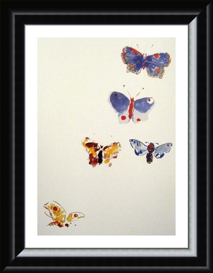 Framed Framed Five Butterflies - Odilon Redon