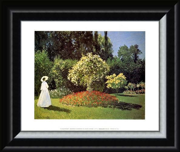 Framed Framed Woman in the Garden at Sainte Adresse - Claude Monet