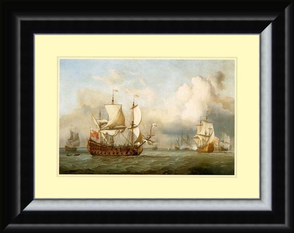 Framed Framed The Ship ' English Indiaman' - Antonio Jacobsen