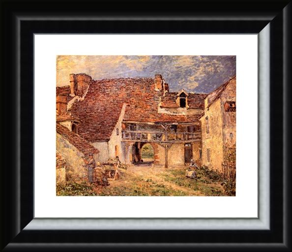 Framed Framed La Cour De Ferme - Alfred Sisley