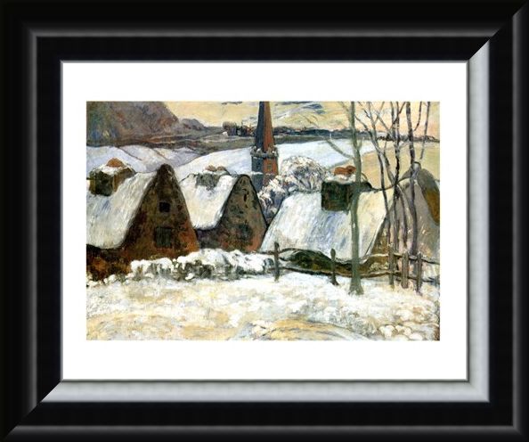 Framed Framed Village Breton Sous La Neige - Paul Gauguin
