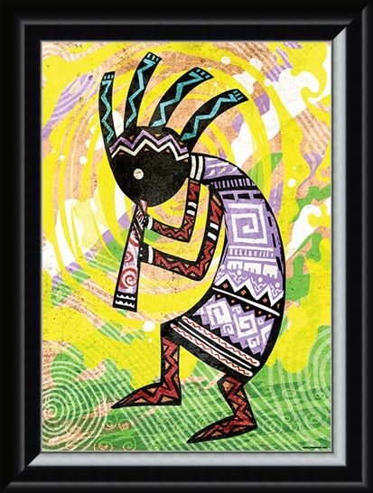 Framed Framed Kokopelli - Ancient Fertility God