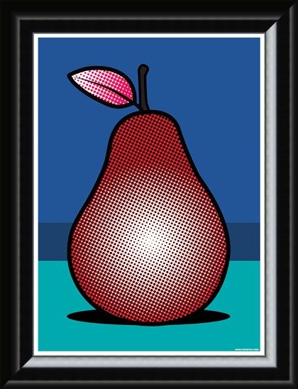 Framed Framed A Pop Art Pear - Red Fruit