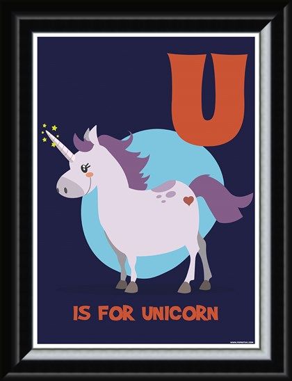 Framed Framed U Is For Unicorn - Learning With Pictures