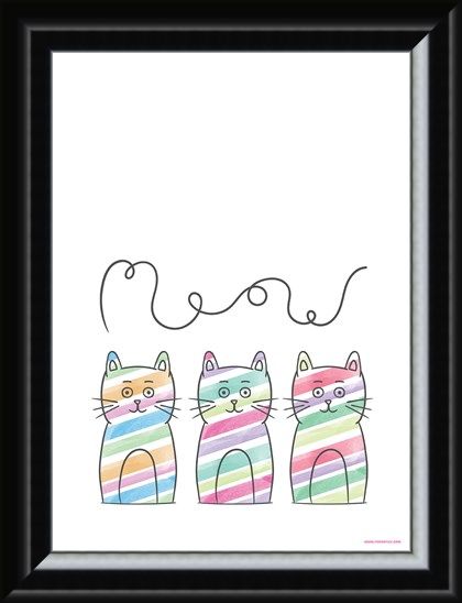 Framed Framed Meow - Stripy Trio