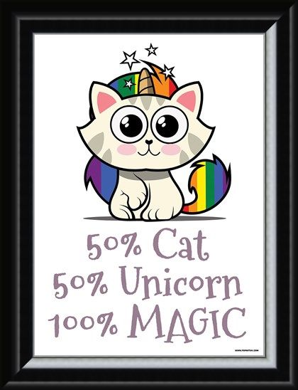 Framed Framed Rainbow Kitty - 50% Cat, 50% Unicorn, 100% Magic