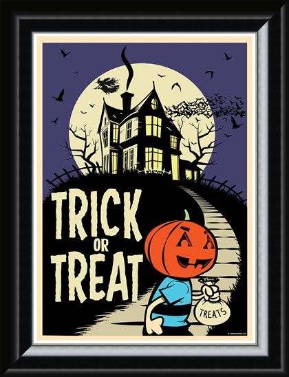 Framed Framed Trick Or Treat - Retro Halloween