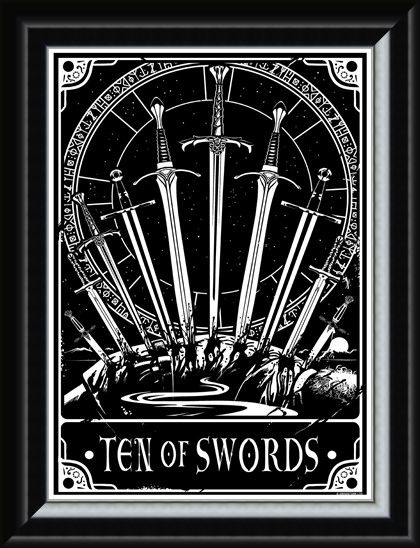 Framed Framed Ten Of Swords - Deadly Tarot
