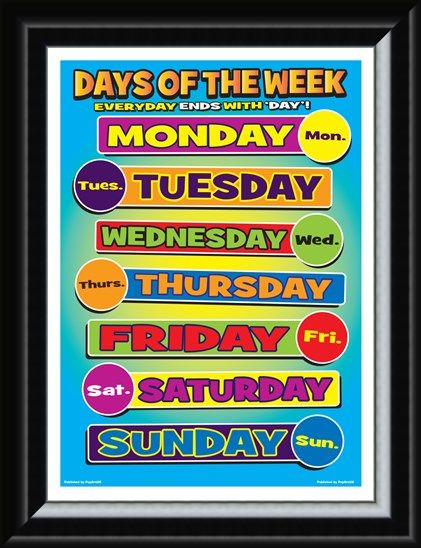 Framed Framed Days Of Week - Seven Days of Learning