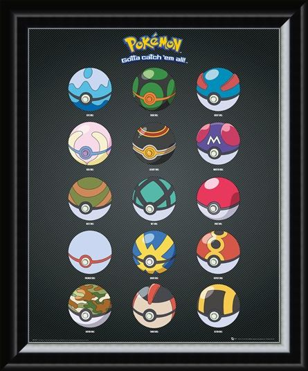 Framed Framed Pokeballs - Pokemon