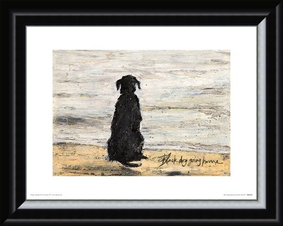Framed Framed Black Dog Going Home - Sam Toft