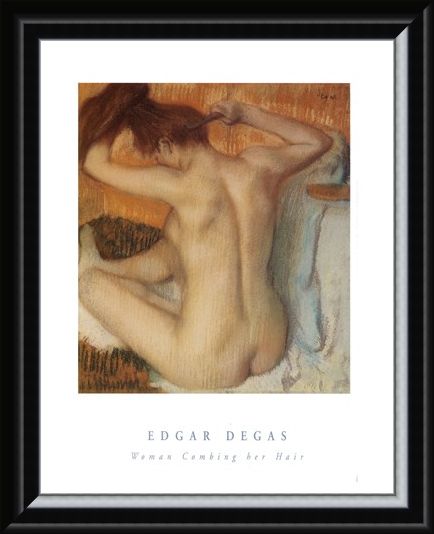Framed Framed Woman Combing her Hair - Edgar Degas