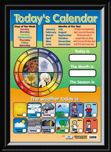 Framed Framed Today's Calendar - Educational Children's Chart