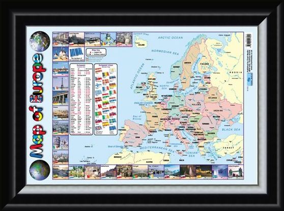 Framed Framed Map Of Europe - Educational Map