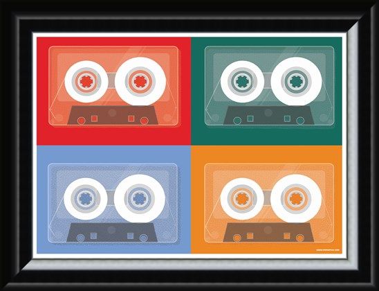 Framed Framed Colourful Tapes - Cassette Quad