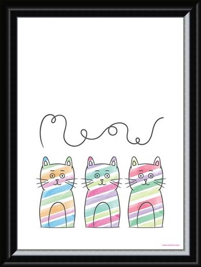 Framed Framed Meow - Stripy Trio