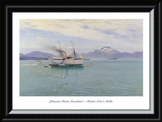 Framed Framed Matinée d'Eté à Molde (Morning on the Moldefjord) - Johannes Martin Grimelund