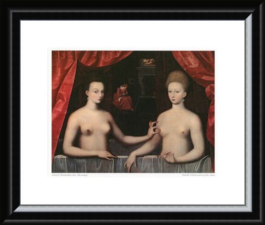 Framed Framed Gabrielle d'Estrees and one of her Sisters - School of Fontainbleau