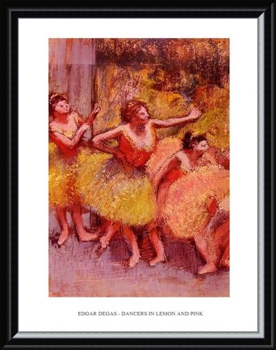 Framed Framed Dancers in Lemon & Pink - Edgar Degas