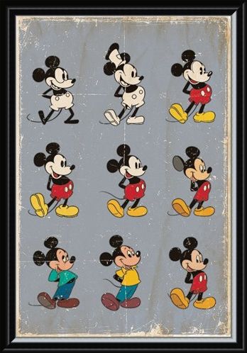 Framed Framed Mickey Mouse Evolution - Walt Disney