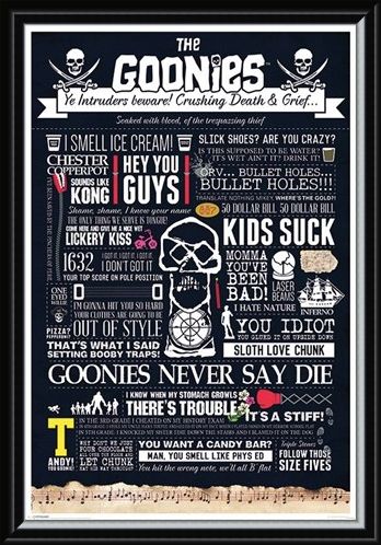 Framed Framed Intruders Beware - The Goonies Typographic