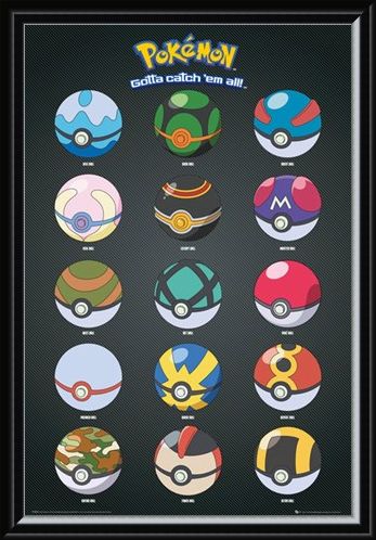 Framed Framed Pokeballs - Pokemon