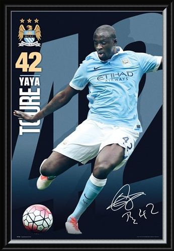Framed Framed Yaya Toure 15/16 - Manchester City Football Club