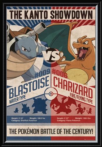 Framed Framed Red v Blue The Kanto Showdown - Pokémon