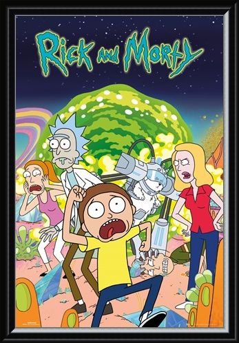 Framed Framed Rick and Morty Group - Cartoon Sitcom