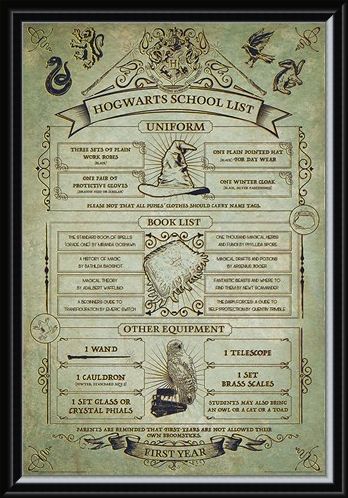 Framed Framed Hogwarts First Year Essentials - Harry Potter