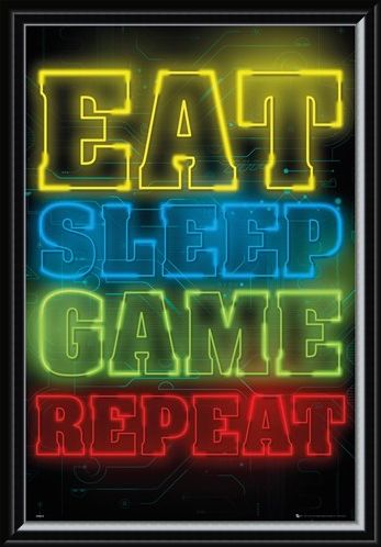 Framed Framed Eat Sleep Game Repeat - Gaming