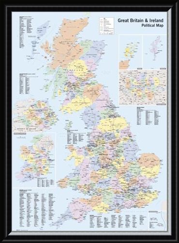Framed Framed UK & Ireland - Political Map
