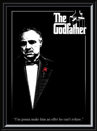 Framed Framed Don Vito Corleone with a Red Rose - The Godfather