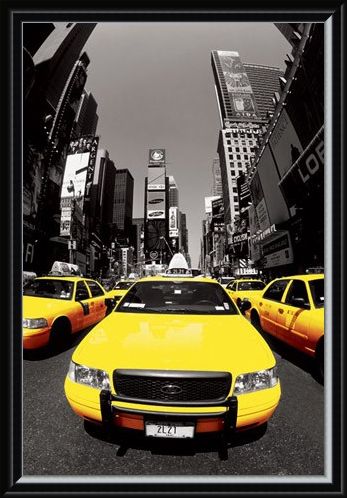 Framed Framed Yellow Cabs - New York City