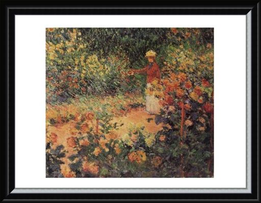 Framed Framed Artist in the Garden of Giverny - Claude Monet