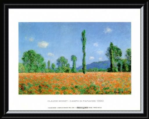 Framed Framed Poppy Field - Claude Monet