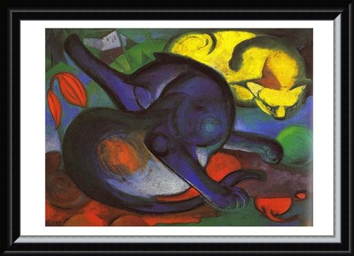 Framed Framed Two Cats - Franz Marc