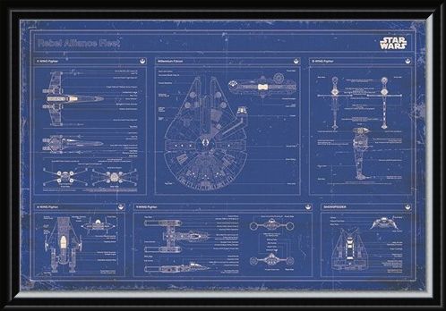 Framed Framed Rebel Alliance Fleet Blueprint - Star Wars