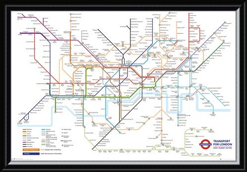 Framed Framed Underground Map - Transport For London