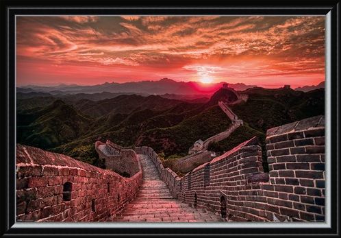 Framed Framed The Great Wall Of China Sunset - Travel