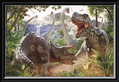 Framed Framed Dinosaur Battle - David Penfound